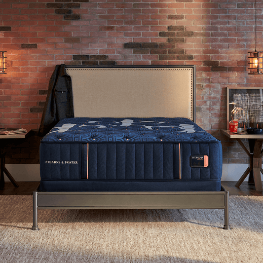 Stearns & Foster Lux Estate mattress in a styled bedroom, front view
