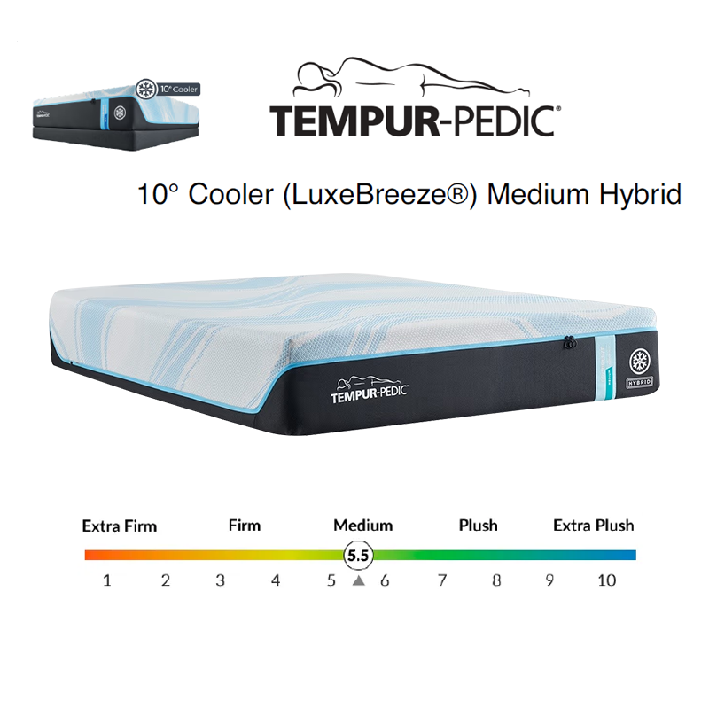 TEMPUR-PEDIC LUXEBreeze - 10° Cooler Medium Hybrid Mattress