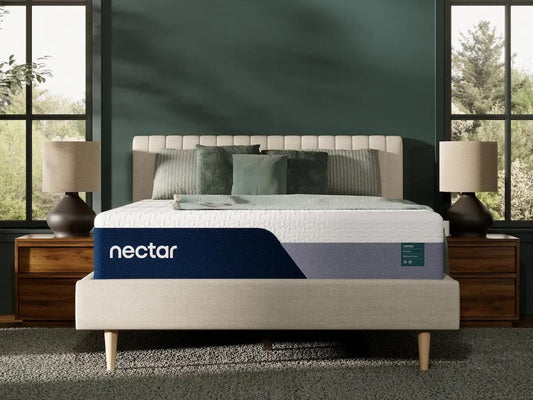 Nectar Premier 13 inch memory foam mattress in a bedroom