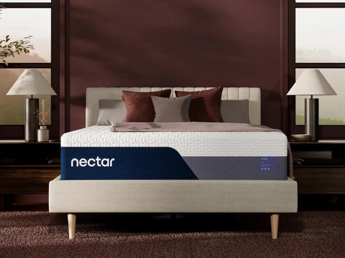 Nectar Luxe 14 inch memory foam mattress in a bedroom