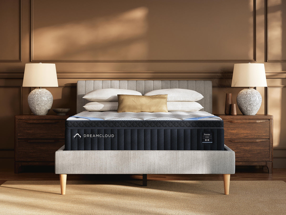 DreamCloud Premier 13 inch hybrid mattress in a bedroom