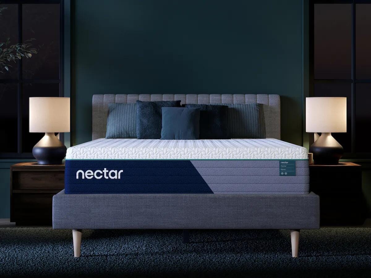 Nectar Premier 13 inch hybrid mattress in a bedroom