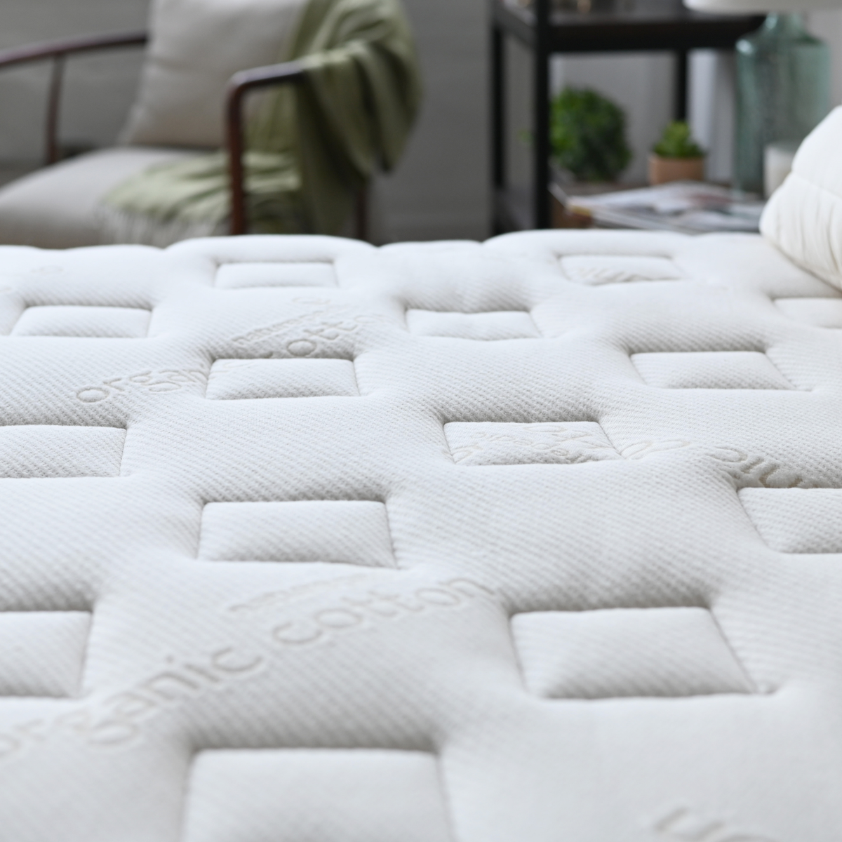 Quilted organic cotton surface of the Naturepedic EOS Trilux Organic Latex Mattress