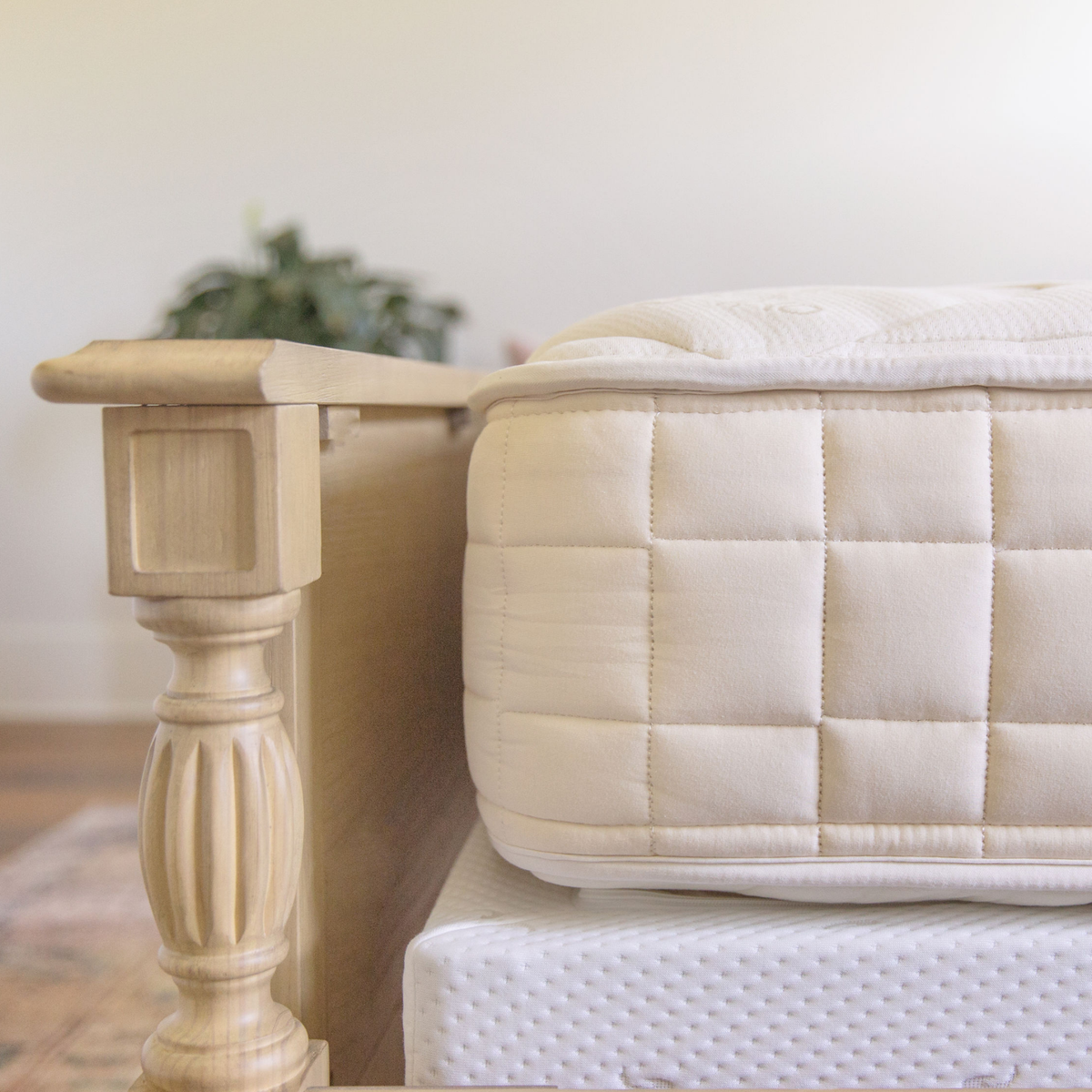 Quilted side and corner detail of the Naturepedic Chorus Latex-Free Organic Mattress