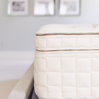 Pillow top corner detail of the Naturepedic EOS Pillow Top Organic Mattress