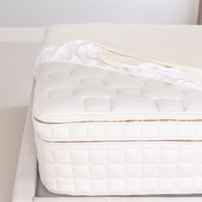 Opened pillow top layer of the Naturepedic EOS Pillow Top Organic Mattress