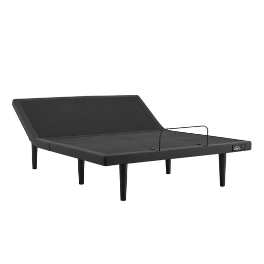 Single TEMPUR-Ergo adjustable base in black with raised head section, minimalist design, and sturdy black legs