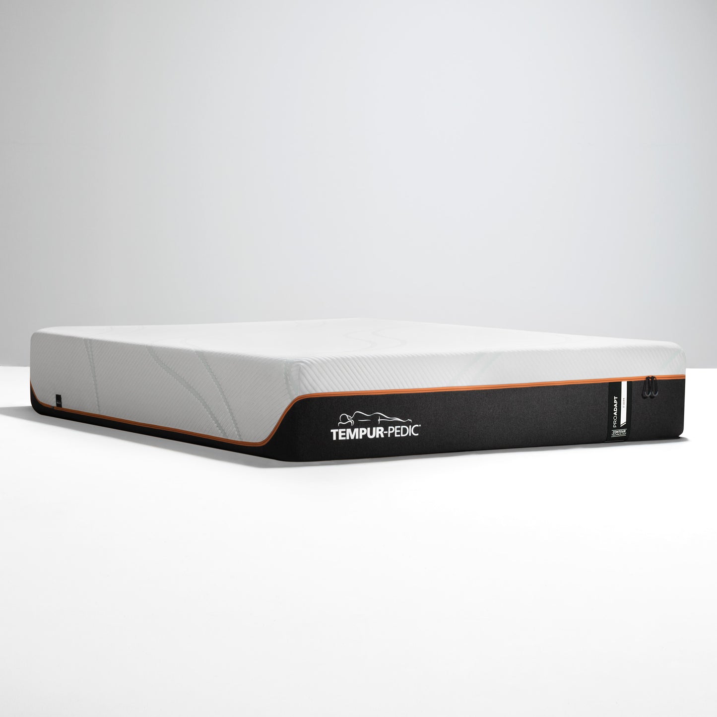 Tempur-Pedic ProAdapt Firm mattress on white background, highlighting the sleek design and firm support construction for those who prefer a sturdier sleep surface.