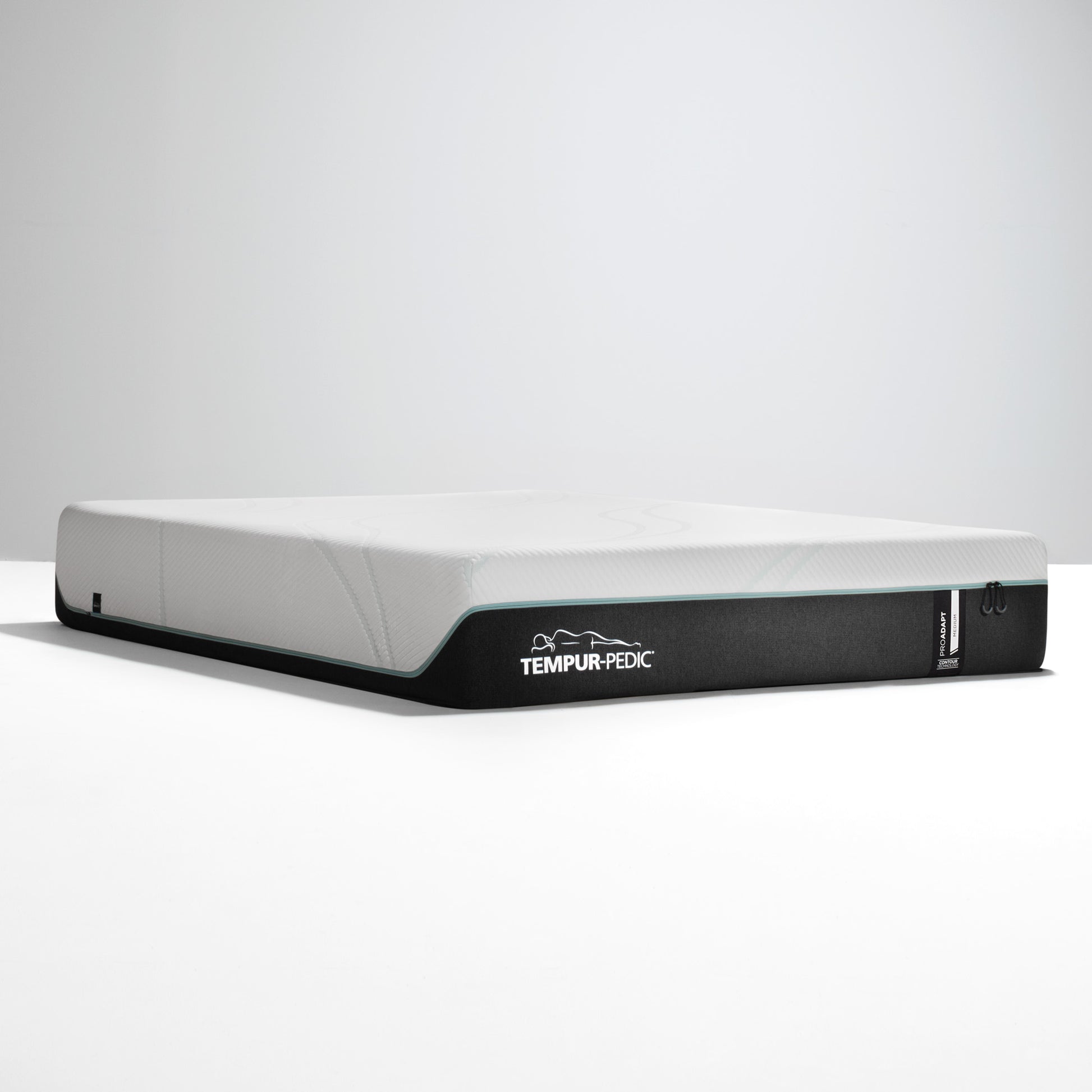 Tempur-Pedic ProAdapt Medium Hybrid mattress on white background, featuring SmartClimate® cooling cover and hybrid coil base for breathable, contouring support.