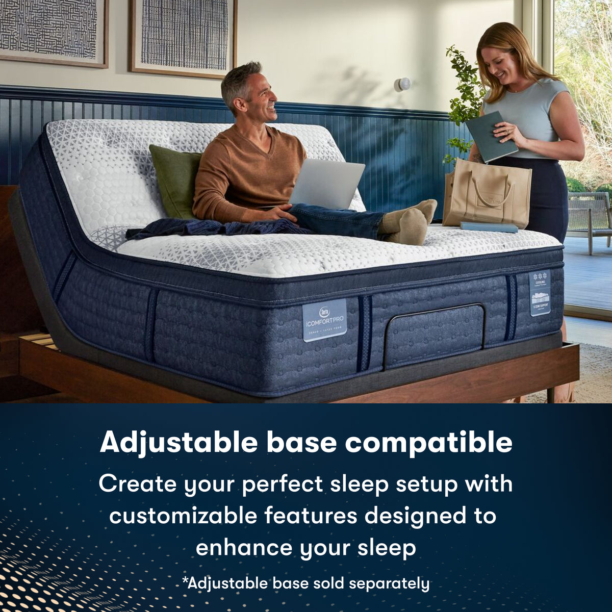 Serta iComfortPro Canterbury Plush Mattress on an adjustable base