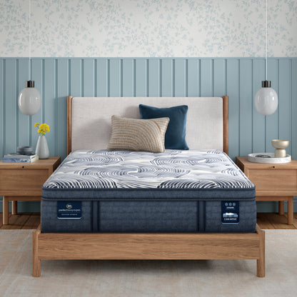 Serta Perfect Sleeper Pro Edinburgh Plush Pillow Top Mattress in a bedroom