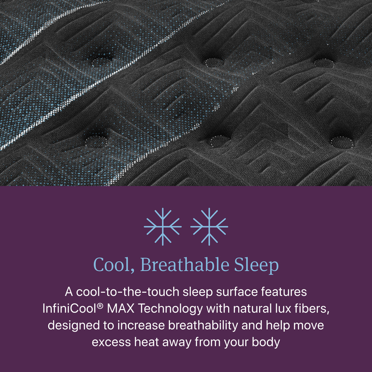InfiniCool MAX cooling quilted surface of the Beautyrest World Class Level 4 Medium Mattress