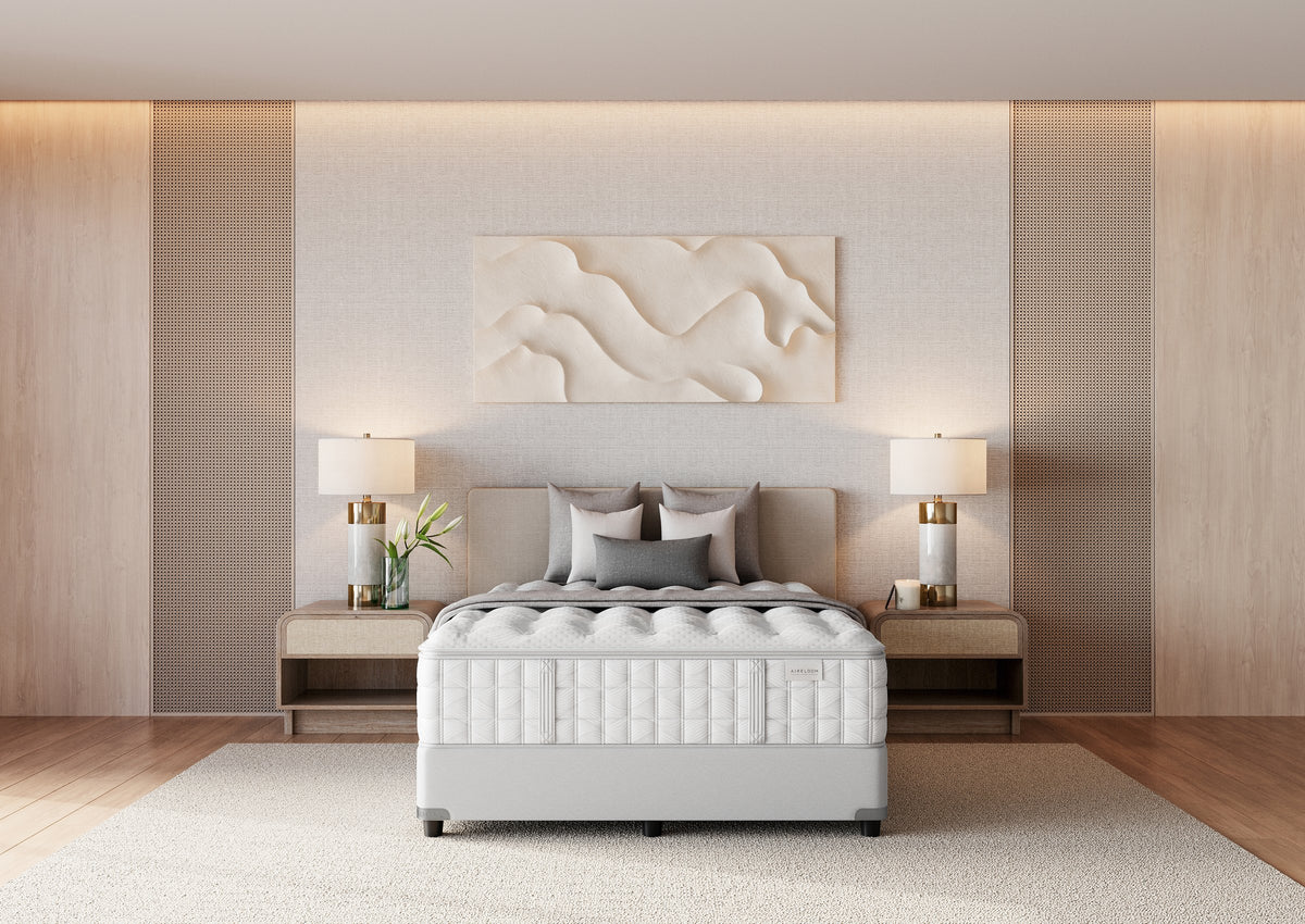 Aireloom Preferred Timeless Odyssey Luxetop M1 Firm mattress in a bedroom, front view