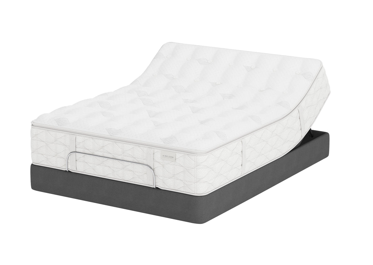 Colchón Aireloom Preferred Timeless Odyssey Luxetop M1 Luxury Firm sobre una base ajustable elevada