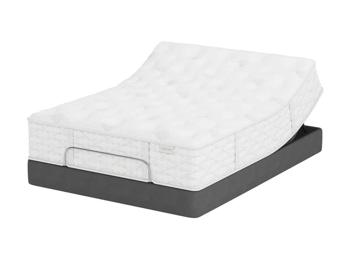Aireloom Preferred Timeless Odyssey Streamline M1 Plush mattress on a raised adjustable base