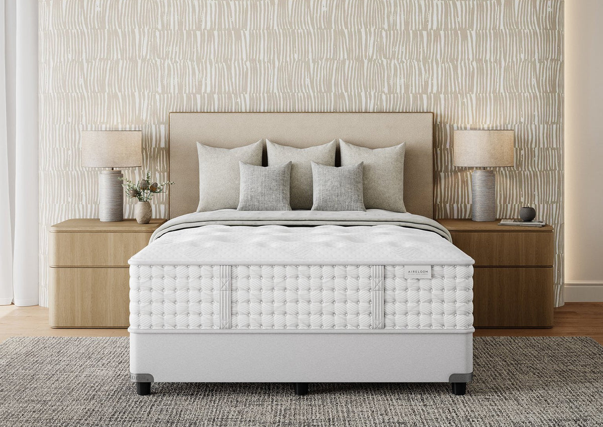 Aireloom Preferred Timeless Odyssey Streamline Plush mattress on a bed in a bedroom