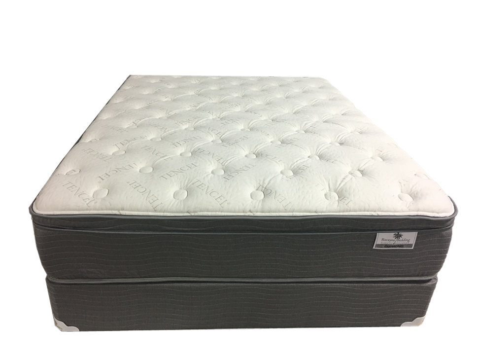 Biscayne Bedding Diamond Euro Top 13 inch mattress on its foundation