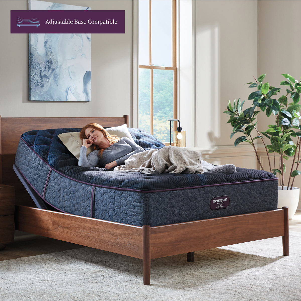 Beautyrest World Class mattress on an adjustable base in a bedroom