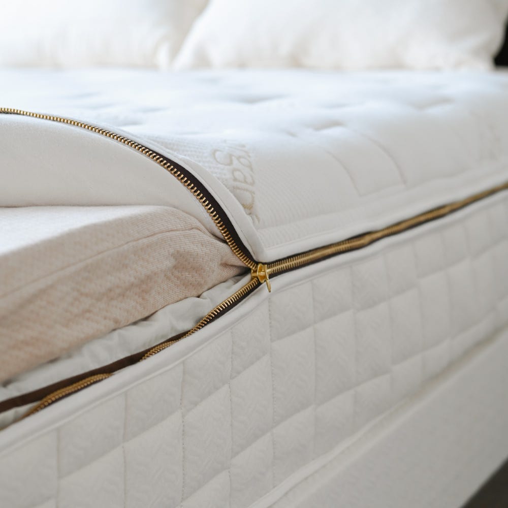 Layers inside the zippered encasement of the Naturepedic EOS Classic Organic Mattress