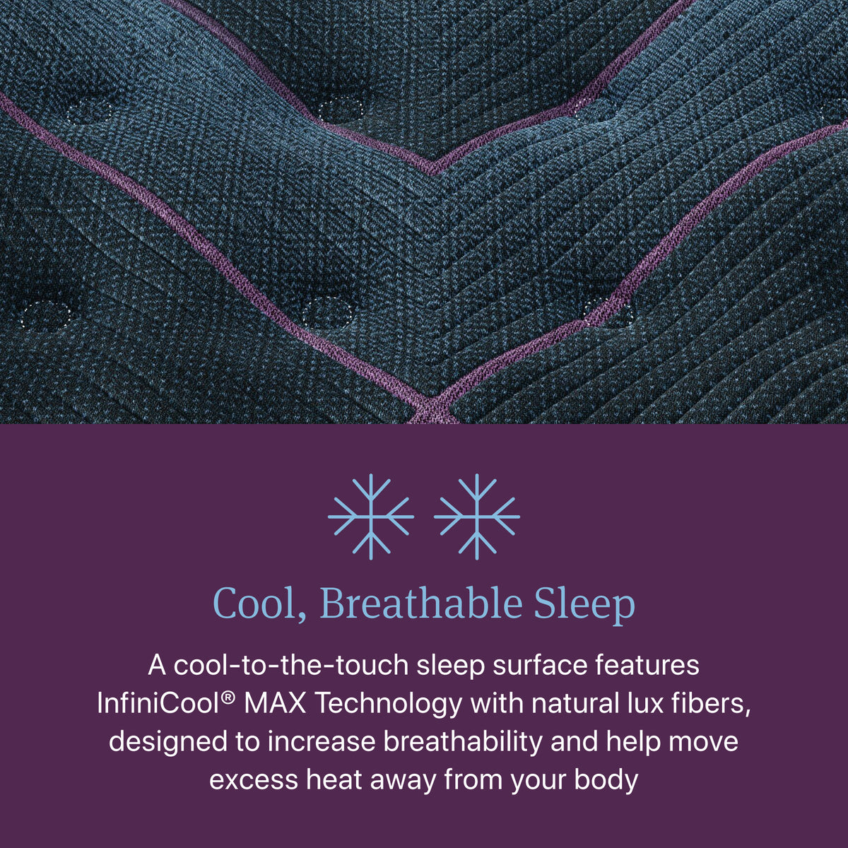 InfiniCool MAX cooling quilted surface of the Beautyrest World Class Level 3 Medium Firm Mattress
