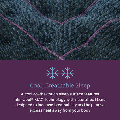 InfiniCool MAX cooling quilted surface of the Beautyrest World Class Level 3 Plush Mattress