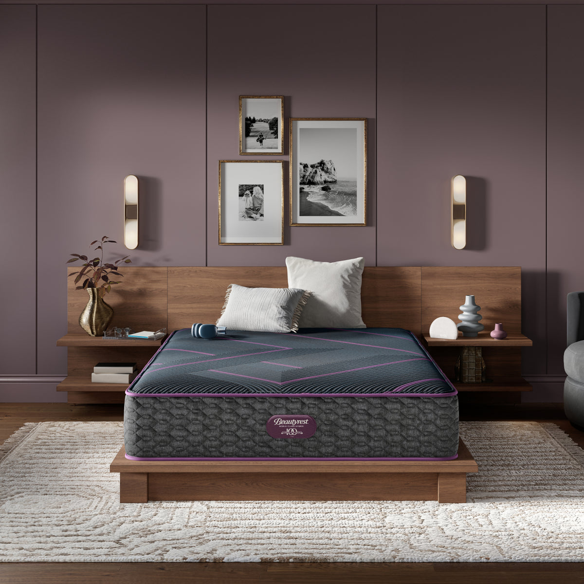 Beautyrest World Class Hybrid Level 3 Firm Mattress in a bedroom