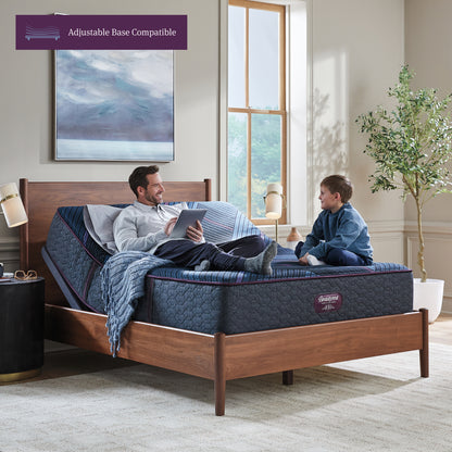 Beautyrest World Class Hybrid mattress on an adjustable base in a bedroom