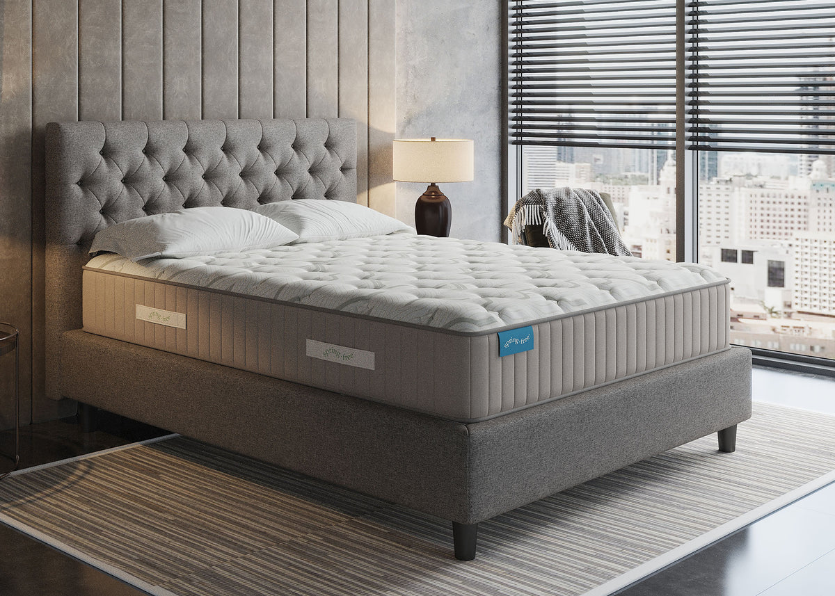 Sherwood Bedding Approachable Firm Tight Top mattress, in a styled bedroom