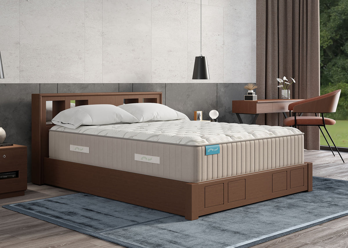 Sherwood Bedding Approachable Soft Tight Top mattress, in a styled bedroom
