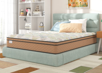 Sherwood Bedding Buckaroo Faux Euro Top Medium mattress, in a styled bedroom