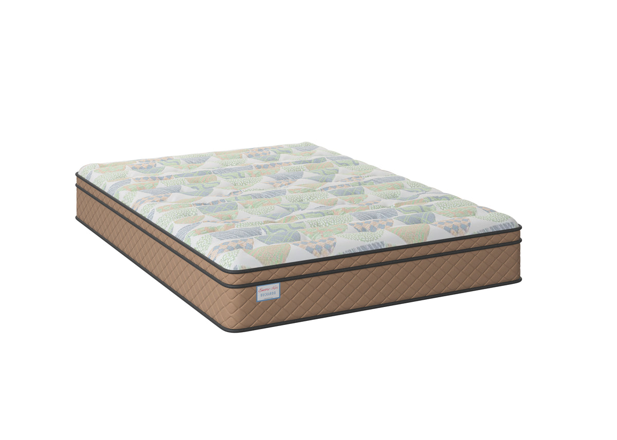Sherwood Bedding Buckaroo Faux Euro Top Medium mattress, three-quarter view