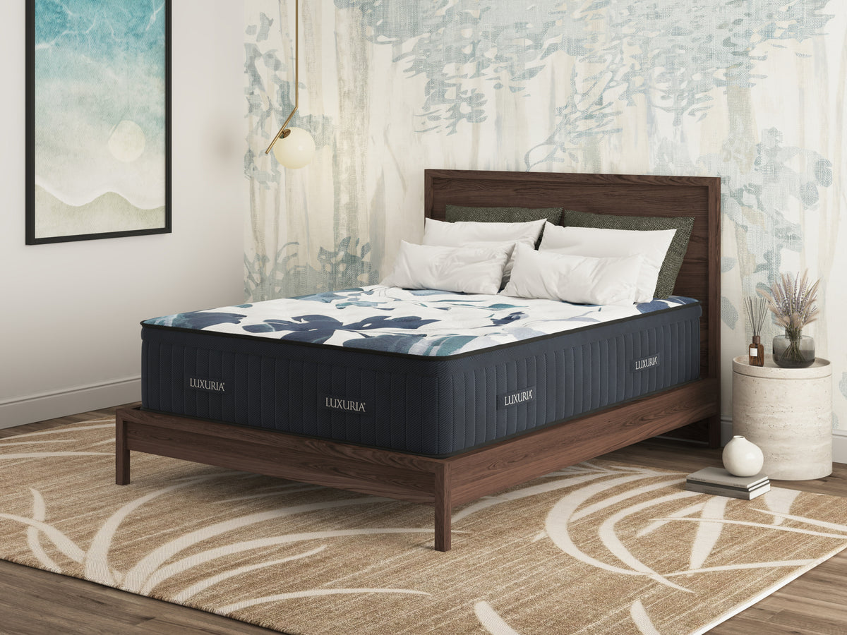Sherwood Bedding Luxuria Firm Euro Top mattress, in a styled bedroom