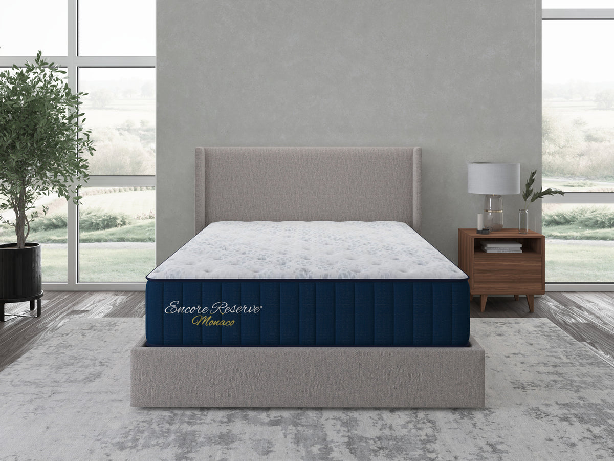 Sherwood Bedding Monaco 2.0 Soft Tight Top mattress, in a styled bedroom