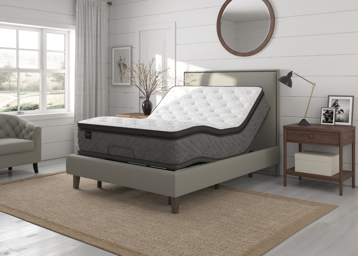 Sherwood Bedding Normandy Pillow Top Soft mattress, in a styled bedroom