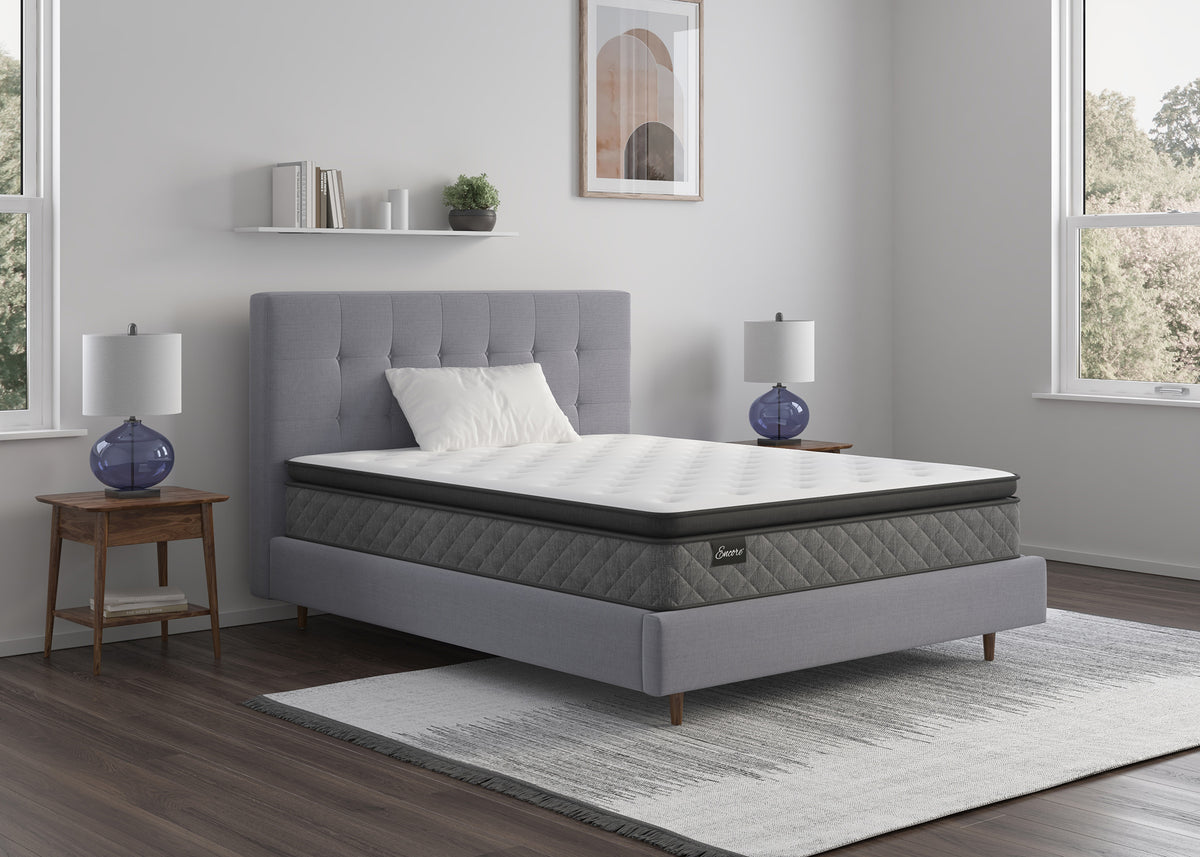 Sherwood Bedding Somerset Pillow Top Soft mattress, in a styled bedroom