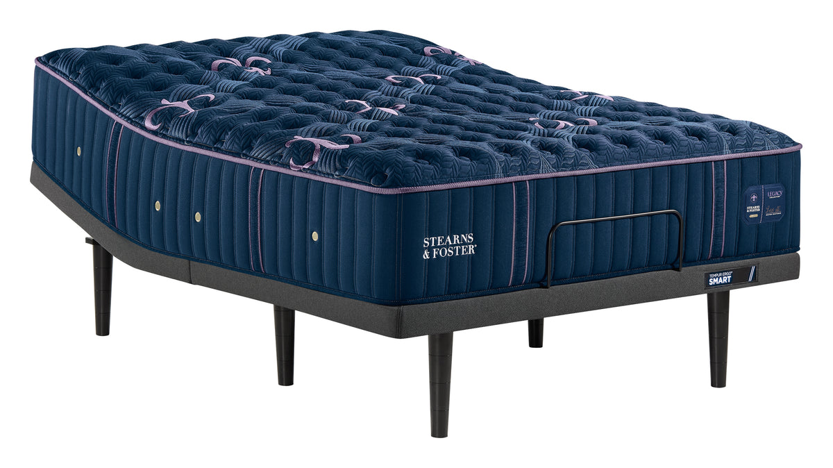 Stearns & Foster Legacy Firm Tight Top II mattress on an adjustable base