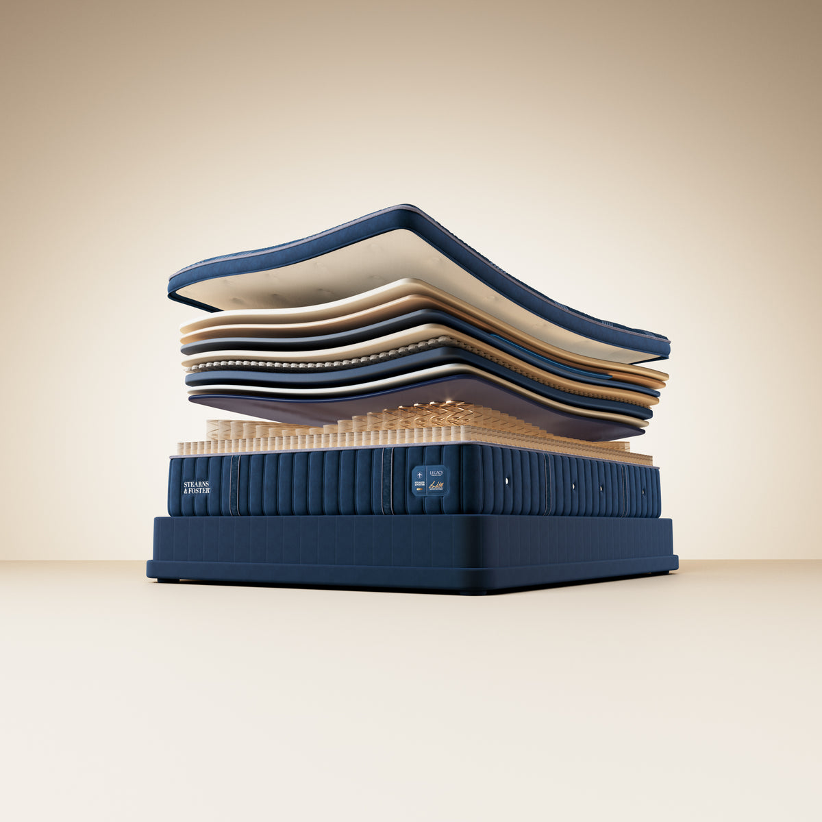 Stearns & Foster Legacy Medium Pillow Top II mattress, illustration of the interior layers