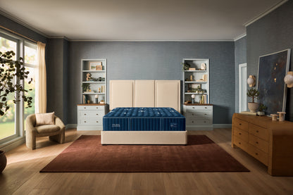 Stearns & Foster Lux Estate Firm Tight Top II mattress in a styled bedroom, front view