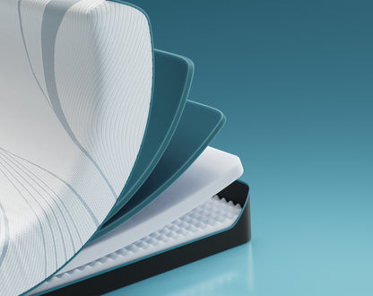 Tempur-Pedic Adapt 2.0 Medium mattress, corner peel showing interior layers