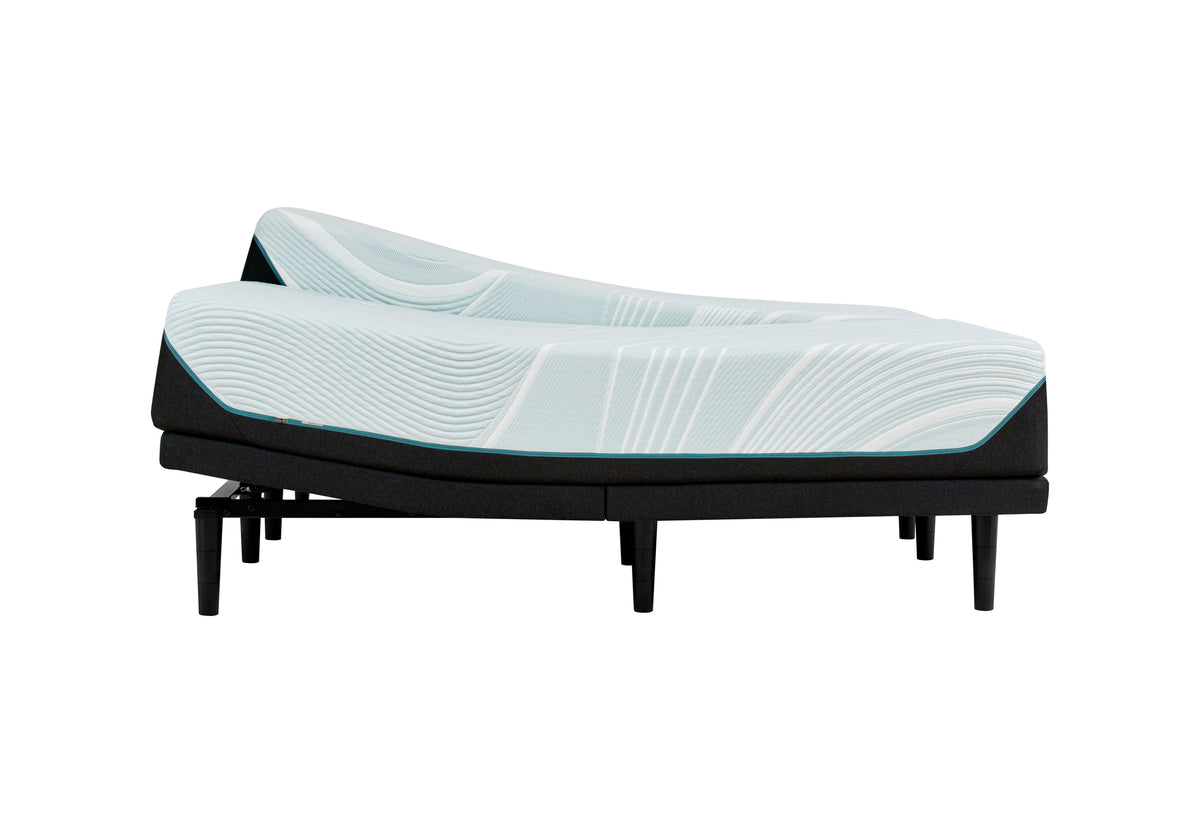 Tempur-Pedic ProAdapt 2.0 Firm mattress, on an Ergo adjustable base, profile view