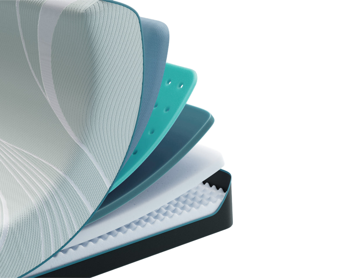 Tempur-Pedic ProAdapt 2.0 Firm mattress, corner peel showing interior layers