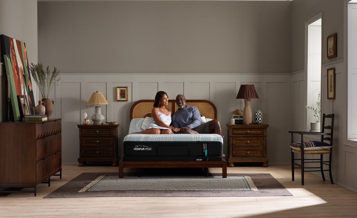 Tempur-Pedic ProAdapt 2.0 Medium mattress, on an Ergo adjustable base in a bedroom