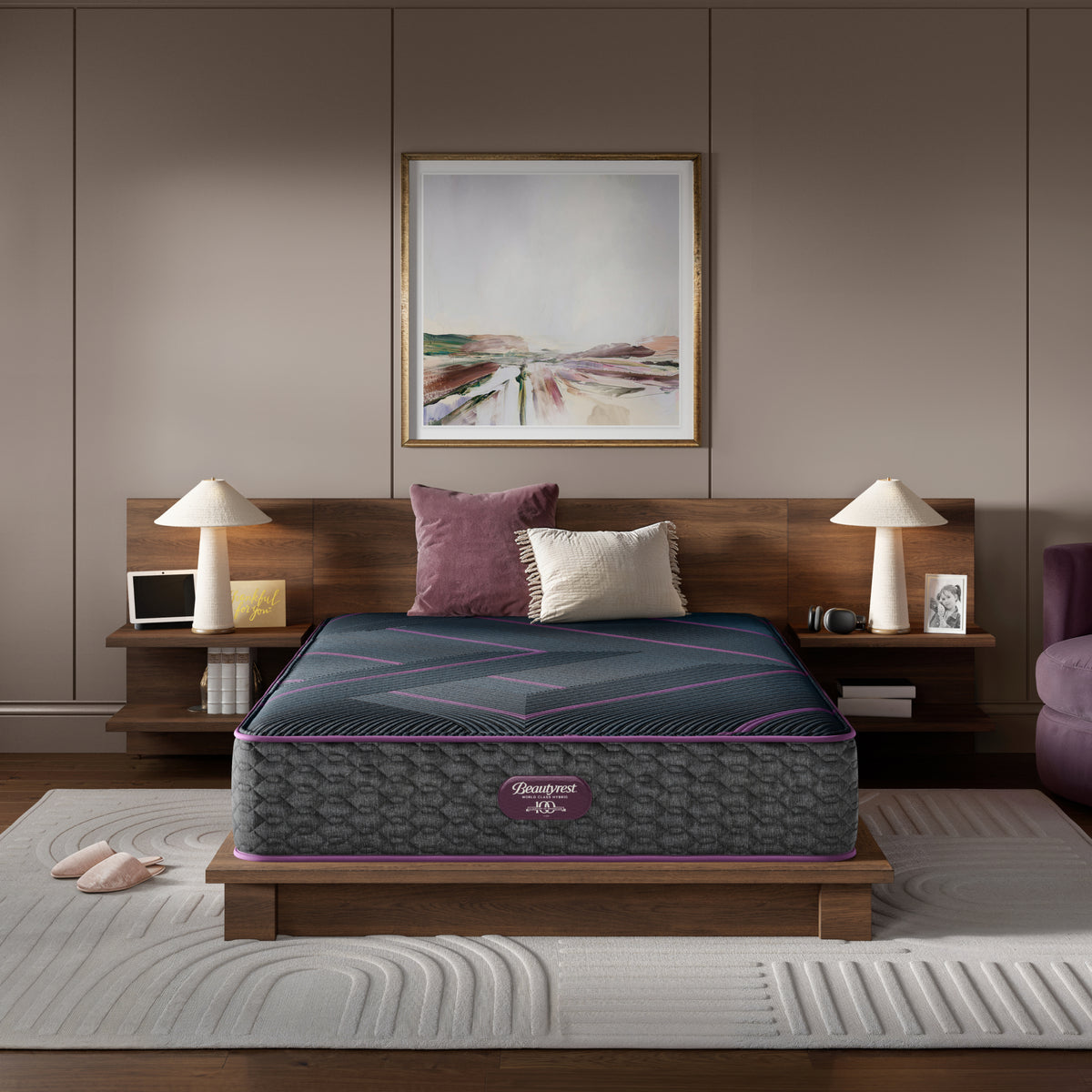 Beautyrest World Class Hybrid Level 3 Plush Mattress in a bedroom