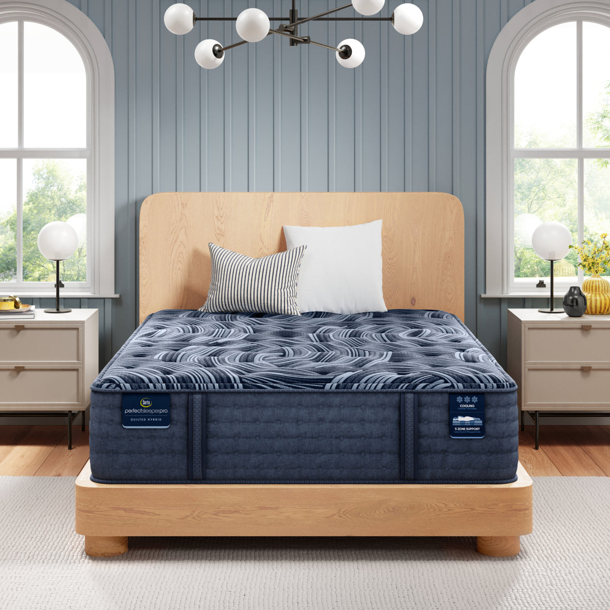 Serta Perfect Sleeper Pro New Paris Medium Mattress in a bedroom